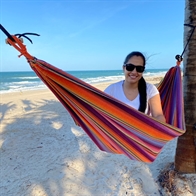 Strong hammock 1 person. Nice colorful look. Ok for children's play